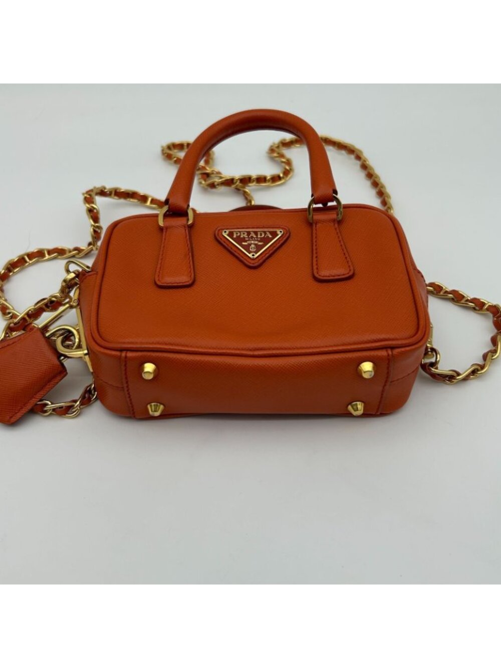 Prada Orange Saffiano Leather Shoulder - Picture 10 of 15